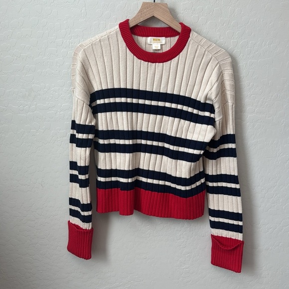 Maeve Rib Crew Compact Pullover Striped Sweater Size Small - Picture 4 of 8